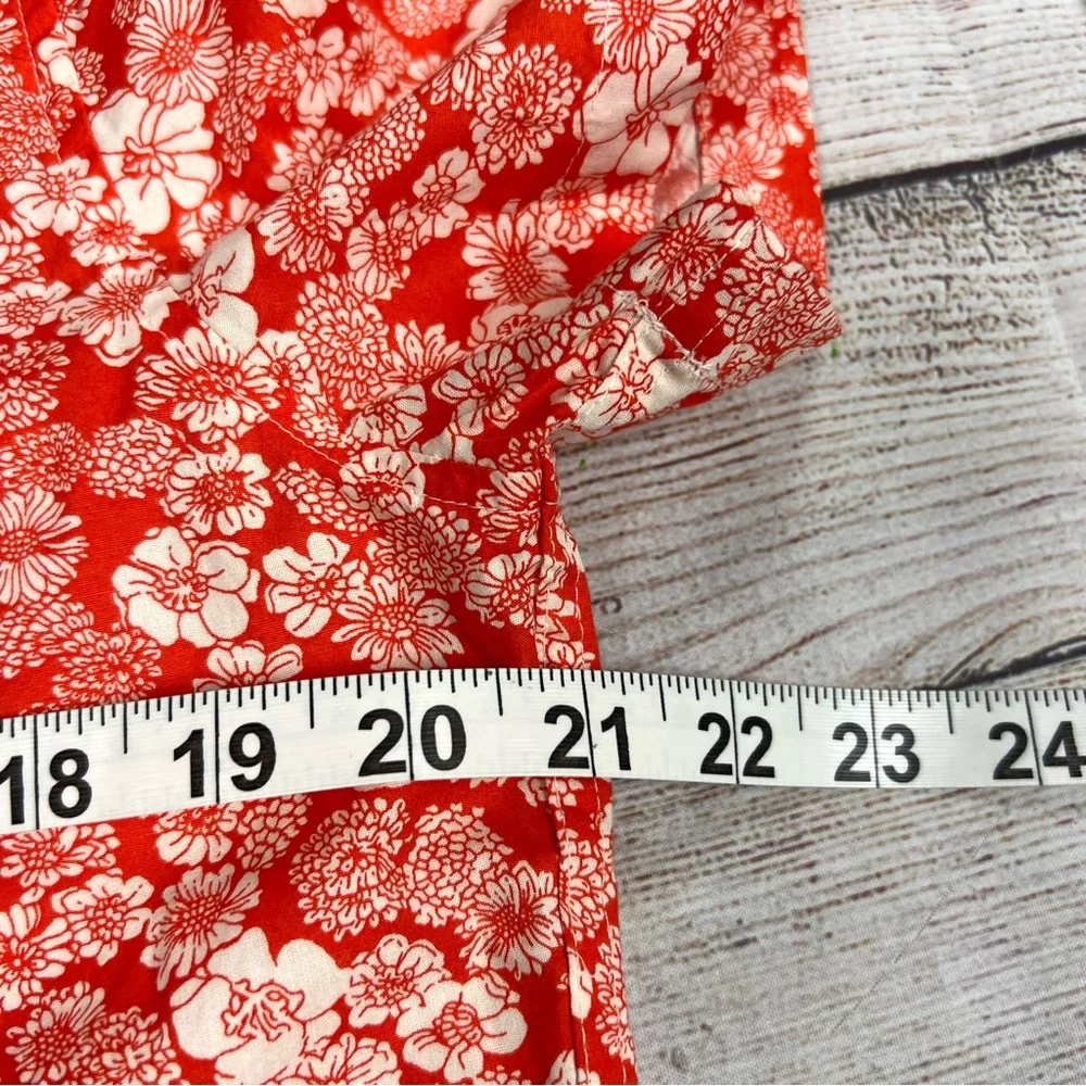 J. Crew Mens Orange White Floral Button Down Shirt Size M Flex Washed Slim Beach